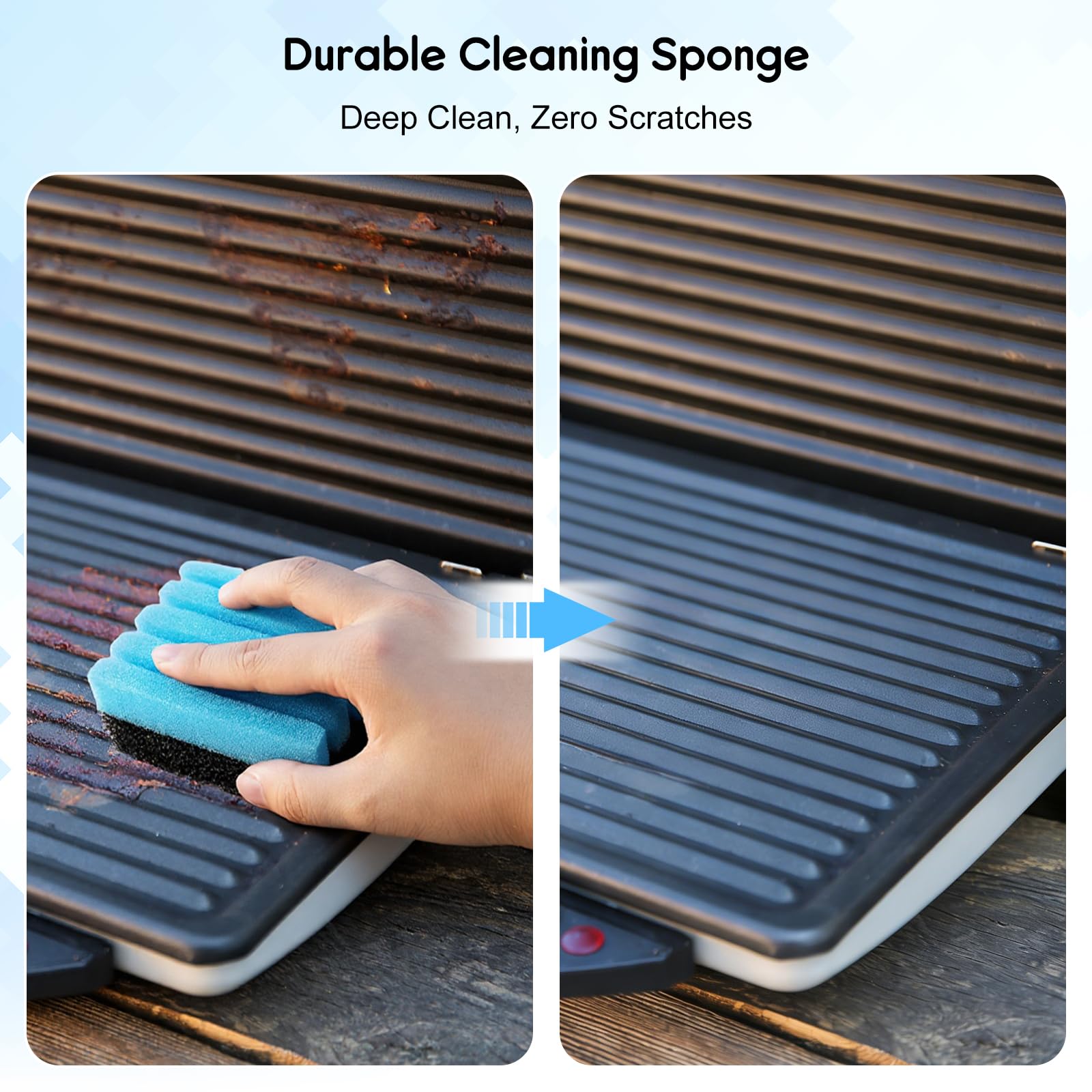 JTJEI cleaning kit combines sponge and scraper for efficient kitchen grill care