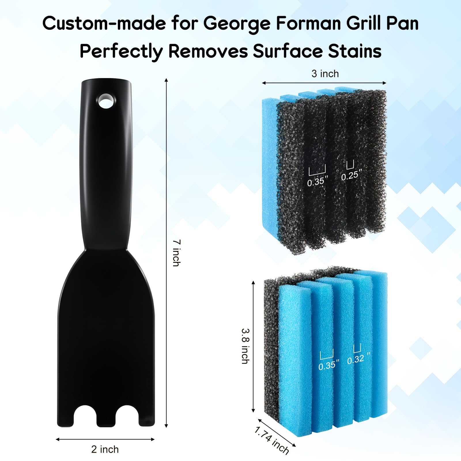 JTJEI grill scraper for George Foreman compatibility removes residue from grooved plates