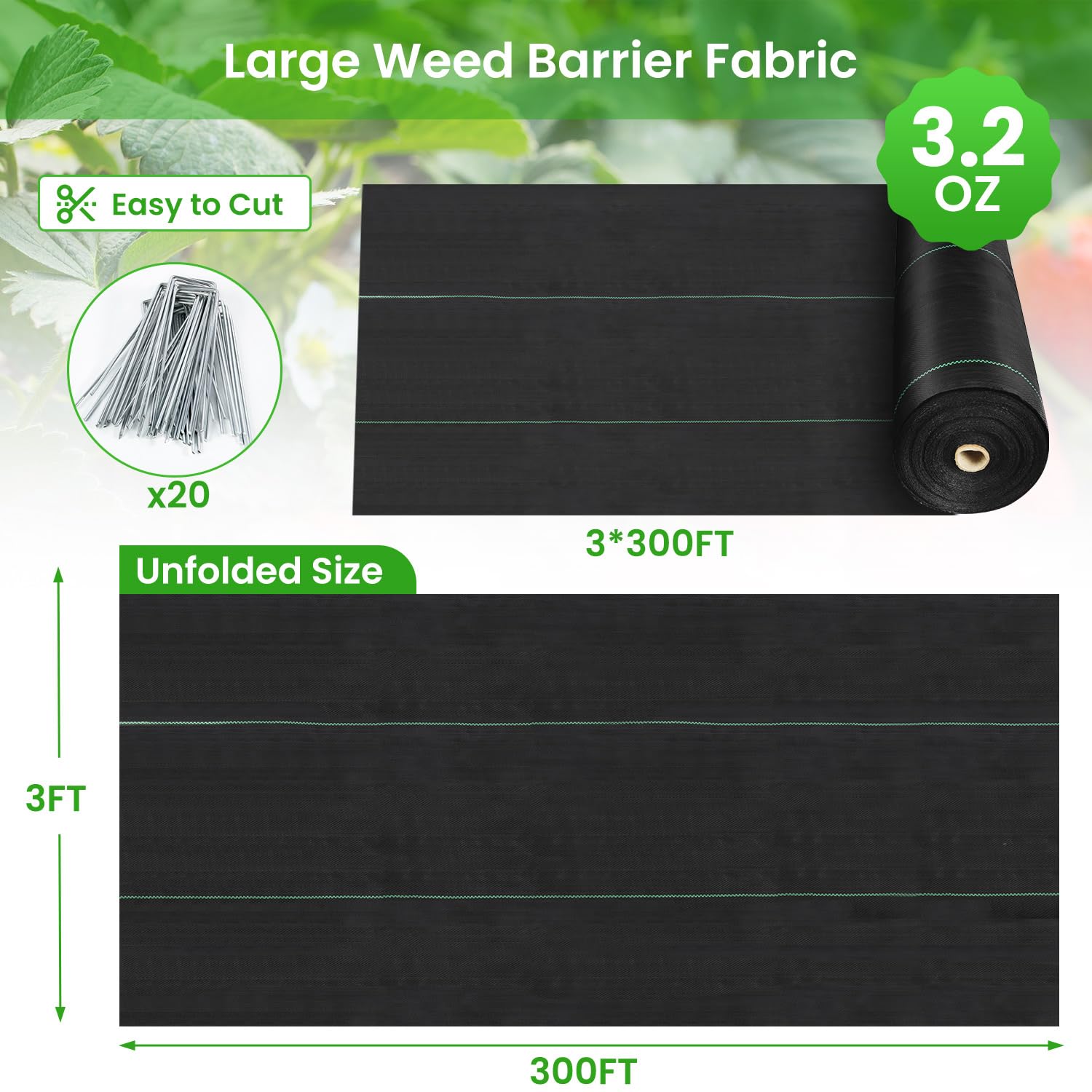 Green stripes aid plant alignment during layout.