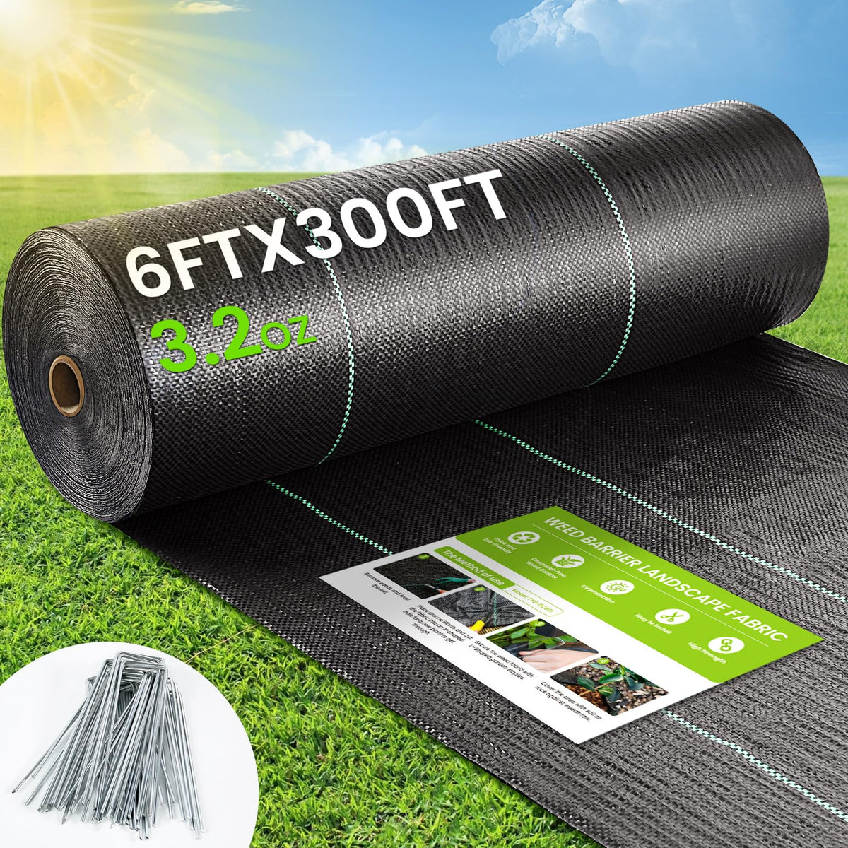 JTSIOV weed barrier fabric roll showing durable ground cover for gardens