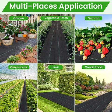 JTSIOV Weed Barrier Fabric used in landscaping and driveways for weed control and soil protection.
