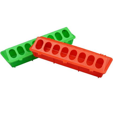 Jtuxcke flip-top chicken feeder side view for spill-free feeding in the coop
