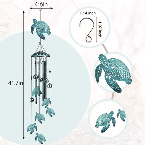 Jubilora Sea Turtle Wind Chimes aluminum tubes create clear outdoor melodies