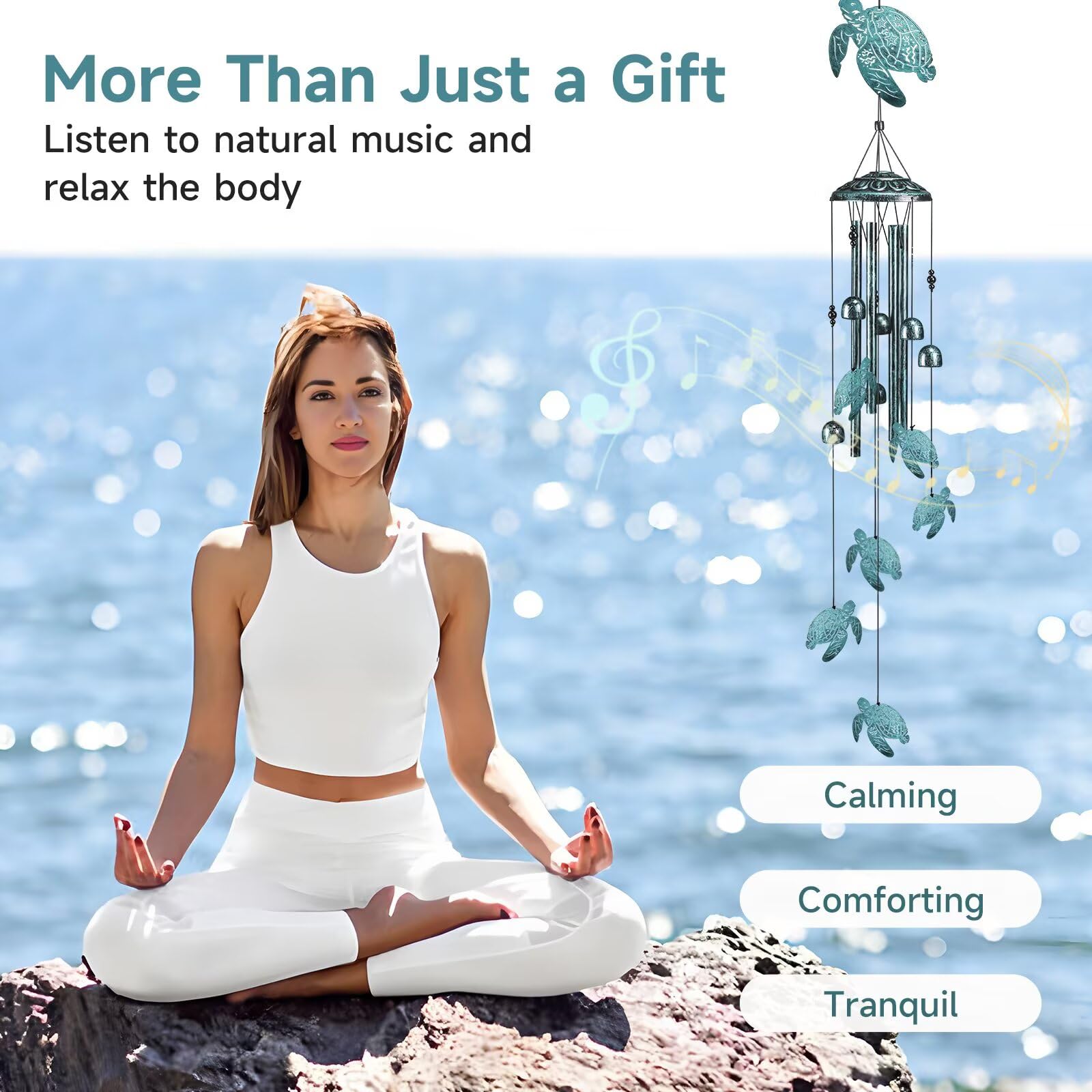 Jubilora Sea Turtle Wind Chimes copper bells and cap withstand weather
