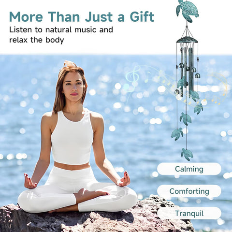 Jubilora Sea Turtle Wind Chimes copper bells and cap withstand weather