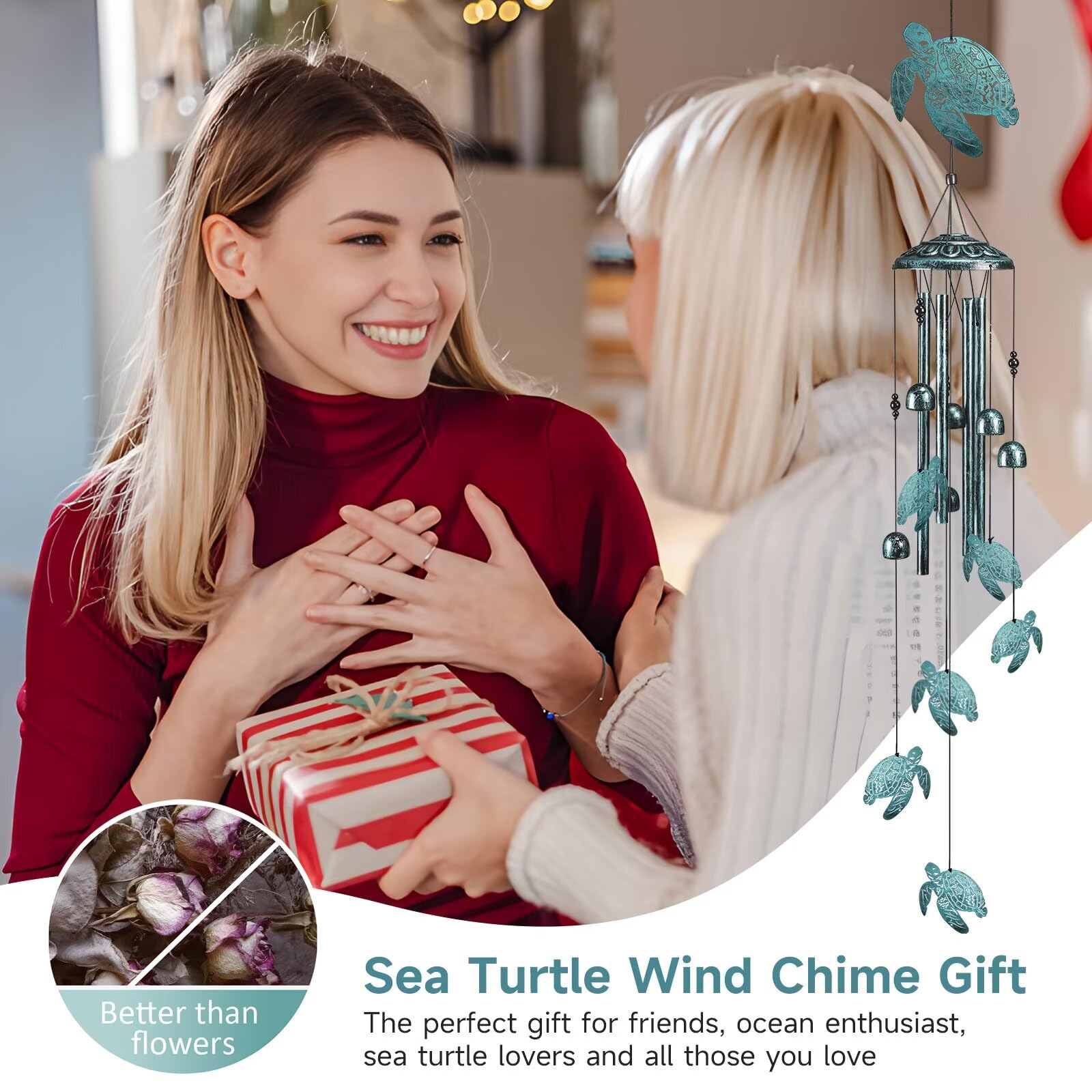 Jubilora Sea Turtle Wind Chimes durable construction for year-round use