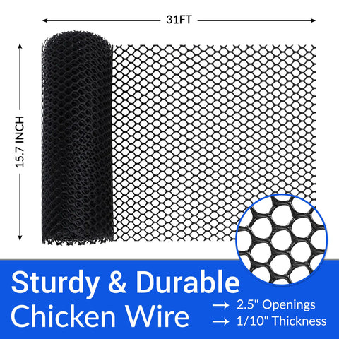JUBUX chicken-wire mesh for poultry enclosures with good airflow.