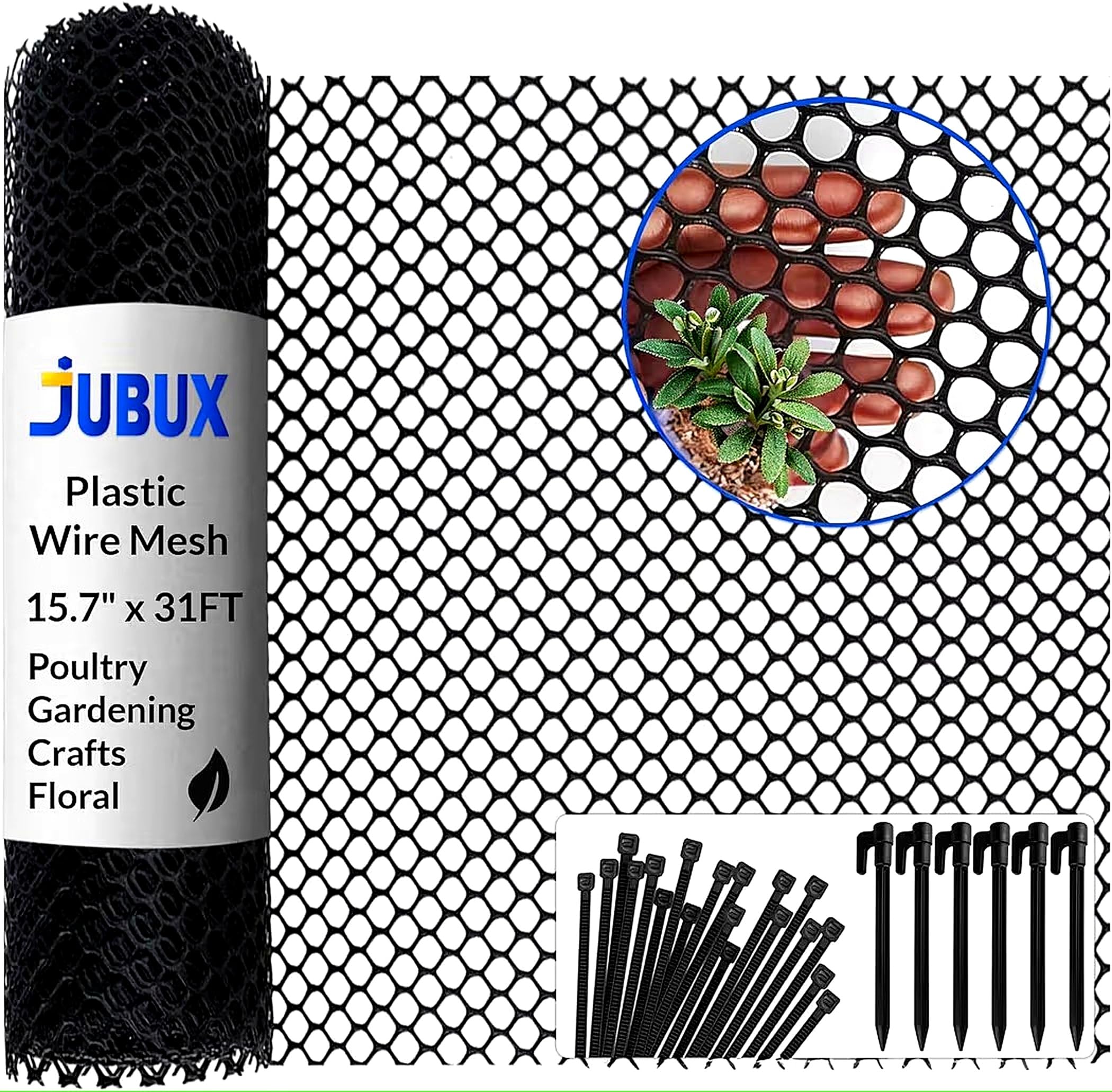 JUBUX plastic wire mesh fence roll offers durable garden barrier with easy installation.