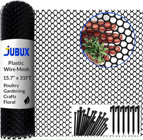 JUBUX plastic wire mesh fence roll offers durable garden barrier with easy installation.