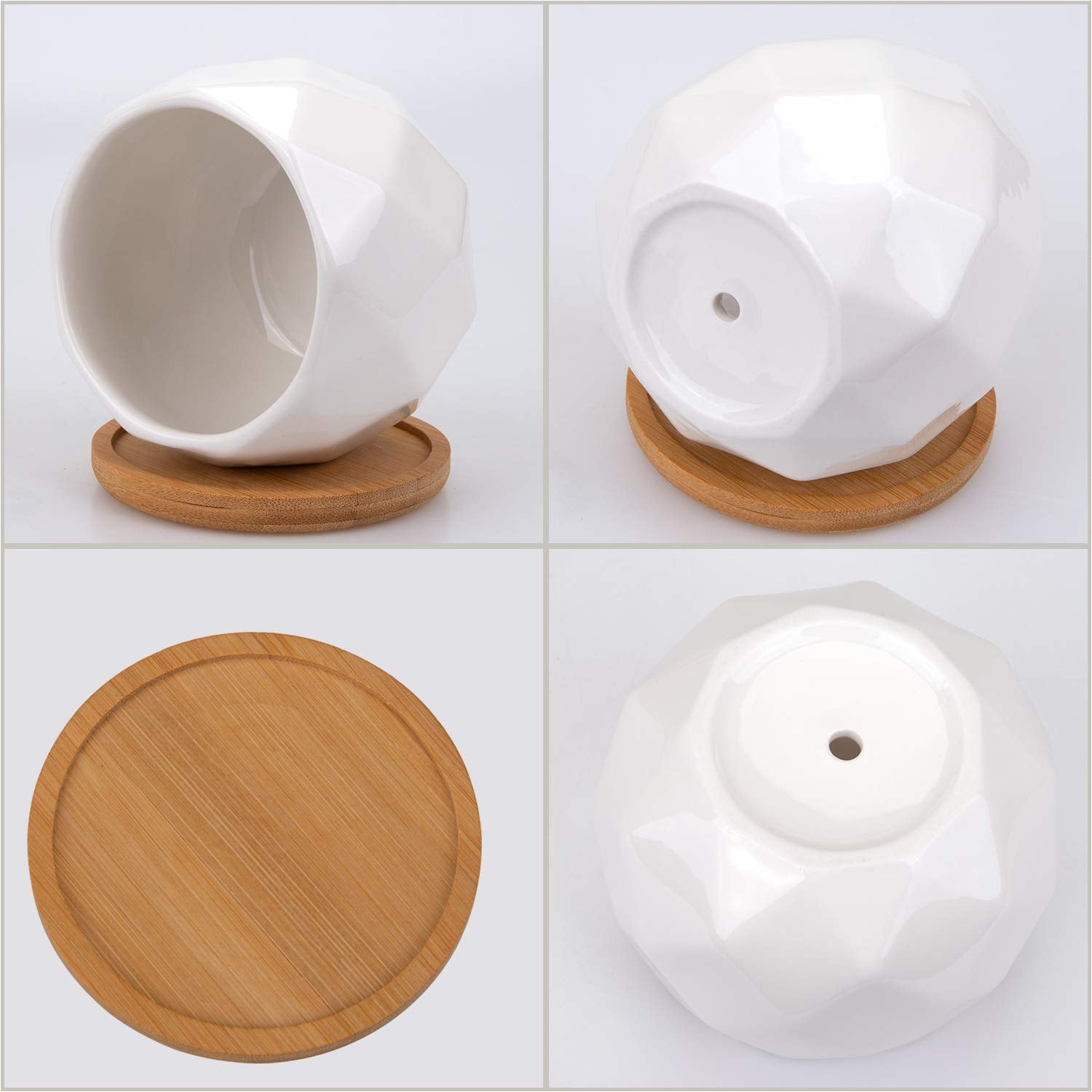 Jucoan white diamond planters suit desks, windowsills, and shelves with modern charm.