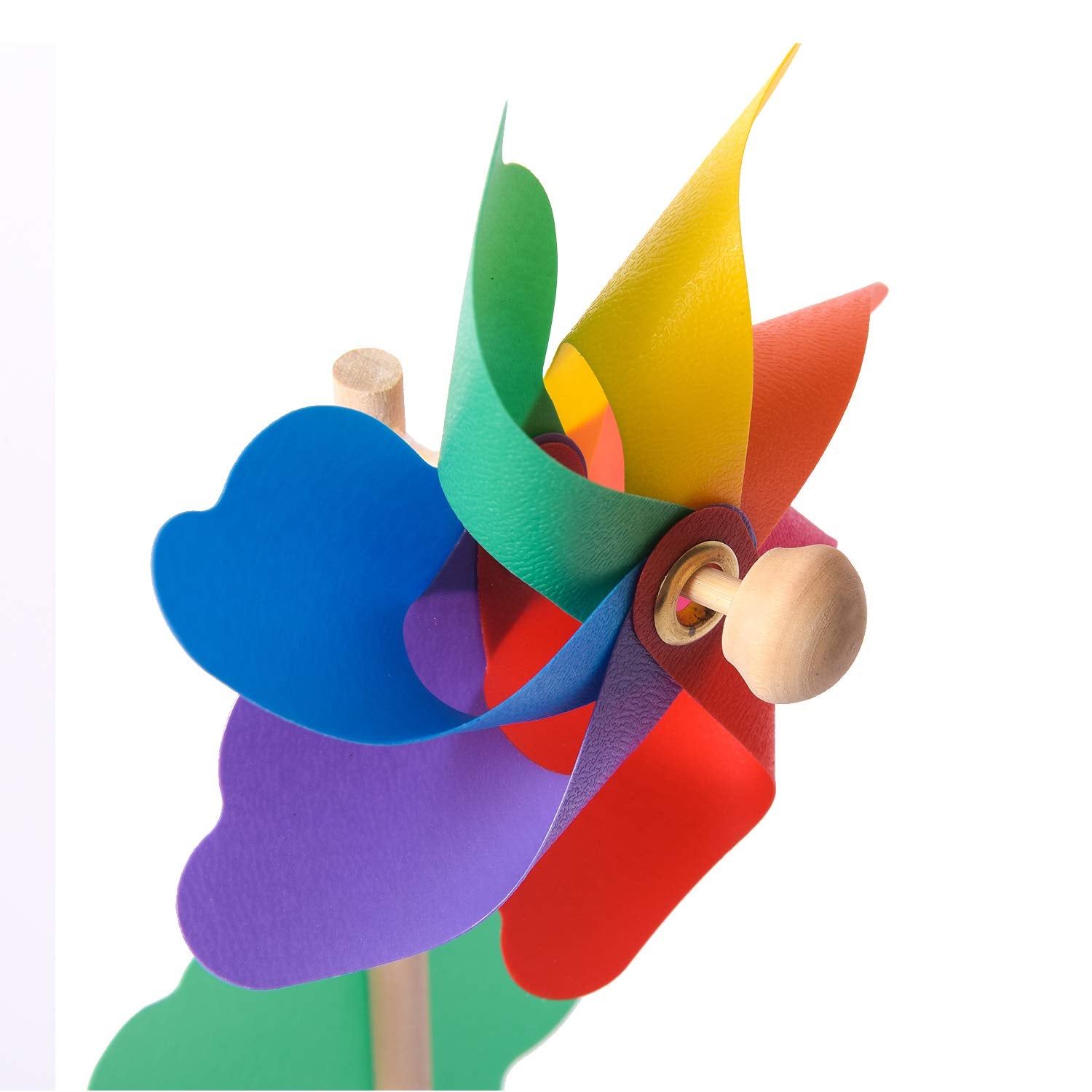 Jucoan rainbow pinwheels with 11.75 inch stakes ready for immediate use