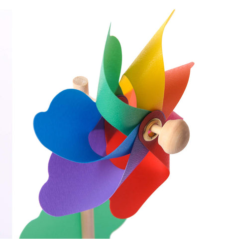 Jucoan rainbow pinwheels with 11.75 inch stakes ready for immediate use