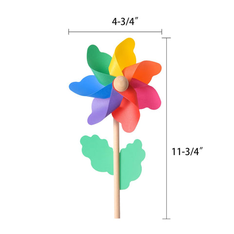 Jucoan rainbow pinwheels in garden offering colorful motion for eye catching displays