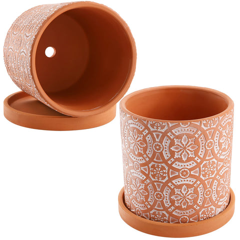 Jucoan terracotta pot drainage hole and saucer to help manage watering