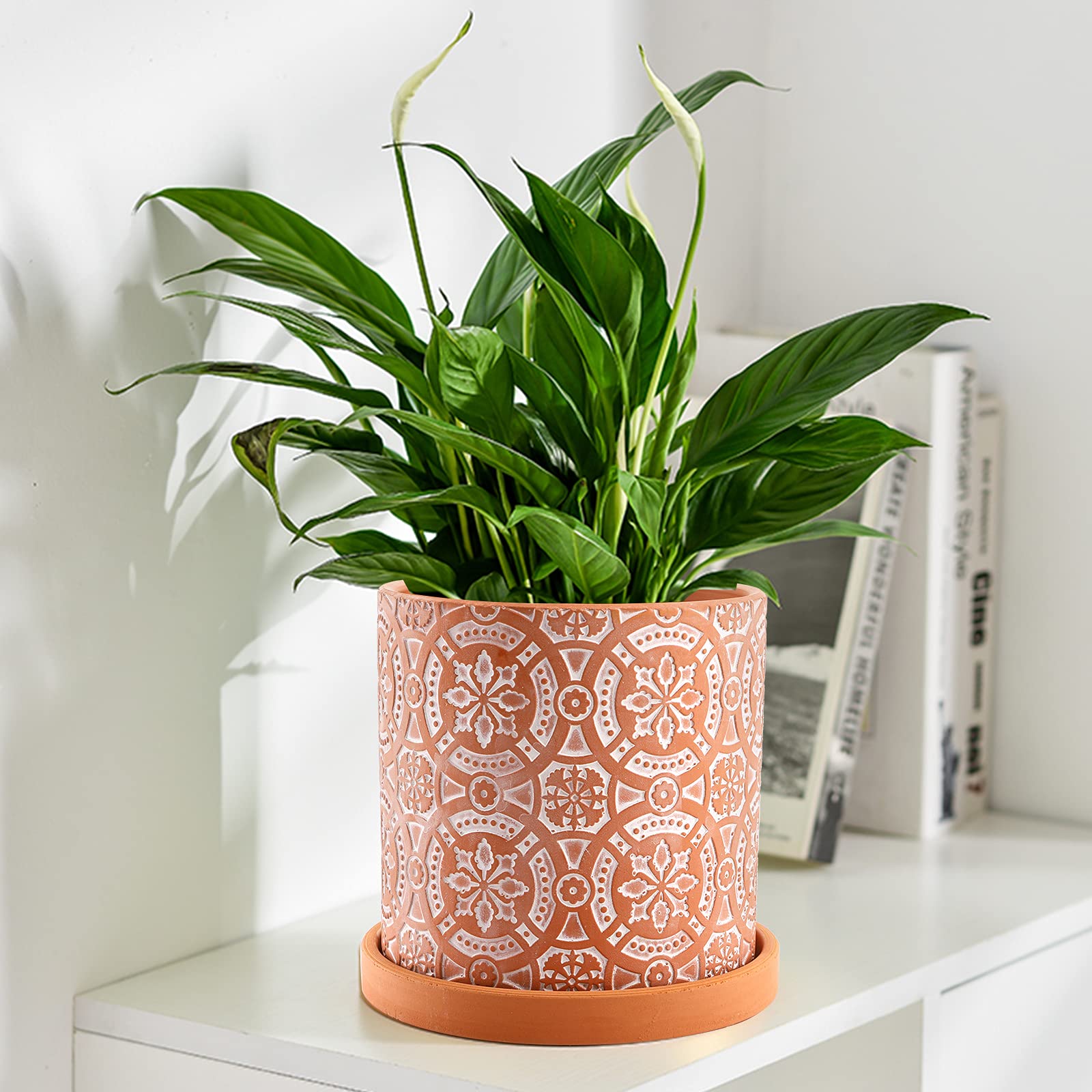 Jucoan terracotta pot on outdoor patio setup for greenery