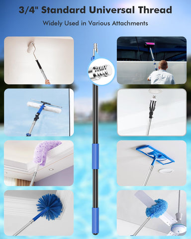 Juecity pool pole 3/4 inch thread supports versatile adapters and tools