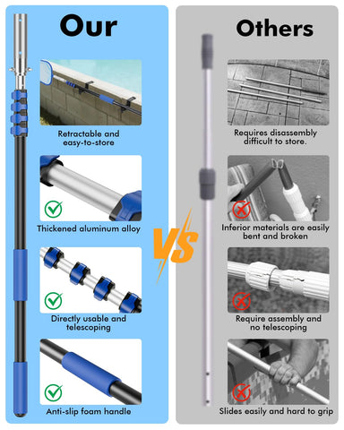 Juecity pool pole extends from 4 to 16 feet for different pool sizes