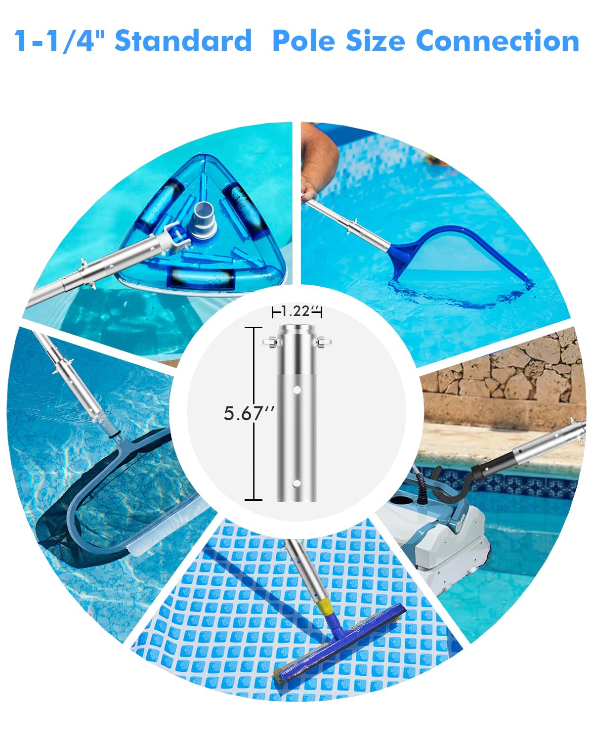 Juecity aluminum pool pole construction combines strength with lightness