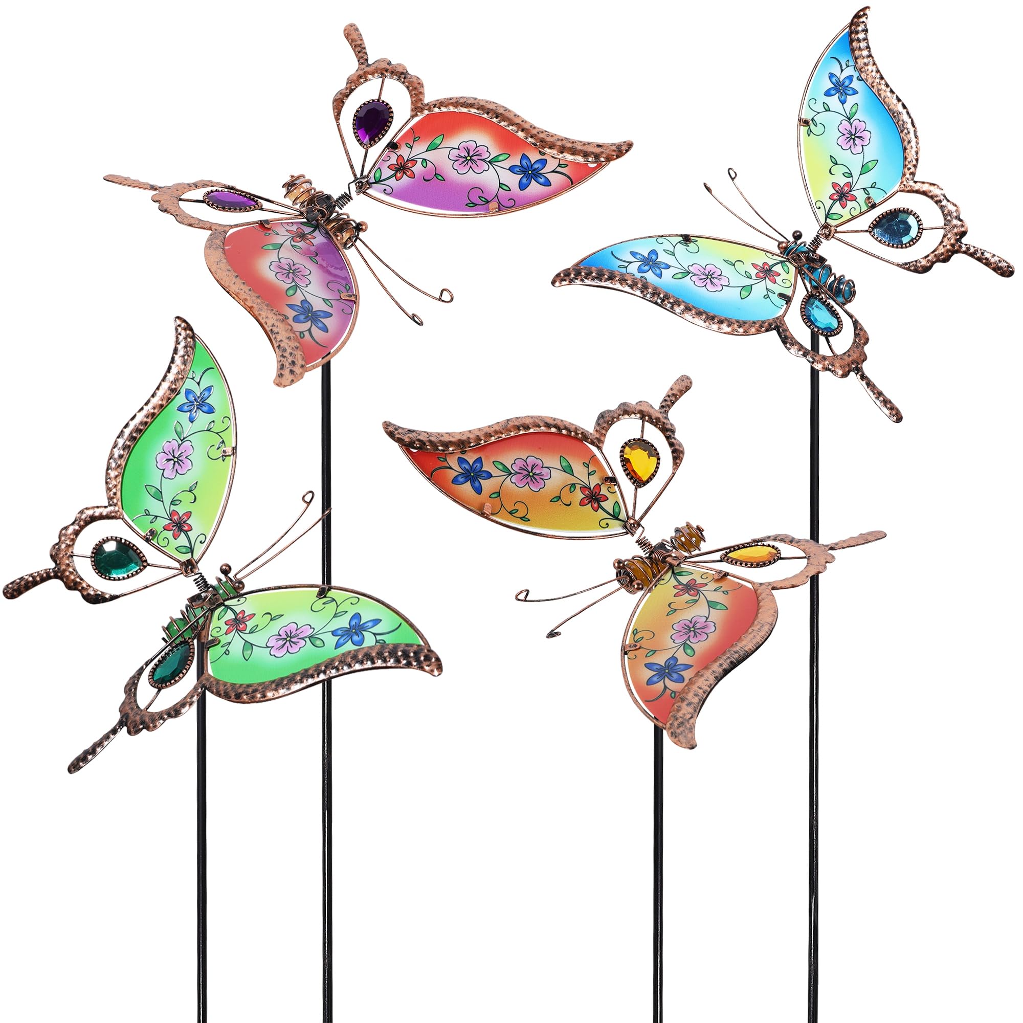 Juegoal butterfly garden stake 32-inch colorfully painted silhouette enhances outdoor spaces
