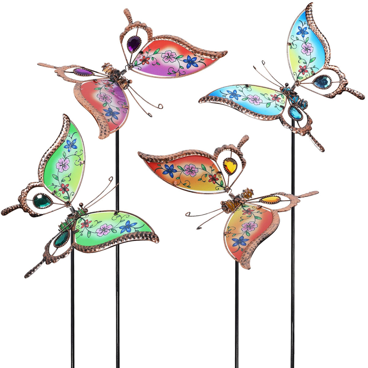 Juegoal butterfly garden stake 32-inch colorfully painted silhouette enhances outdoor spaces
