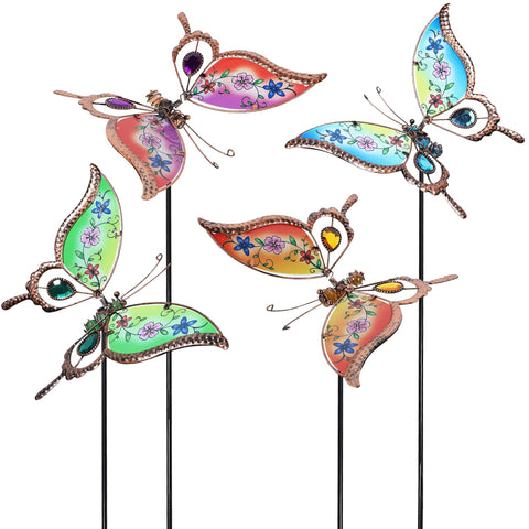 Juegoal butterfly garden stake 32-inch colorfully painted silhouette enhances outdoor spaces