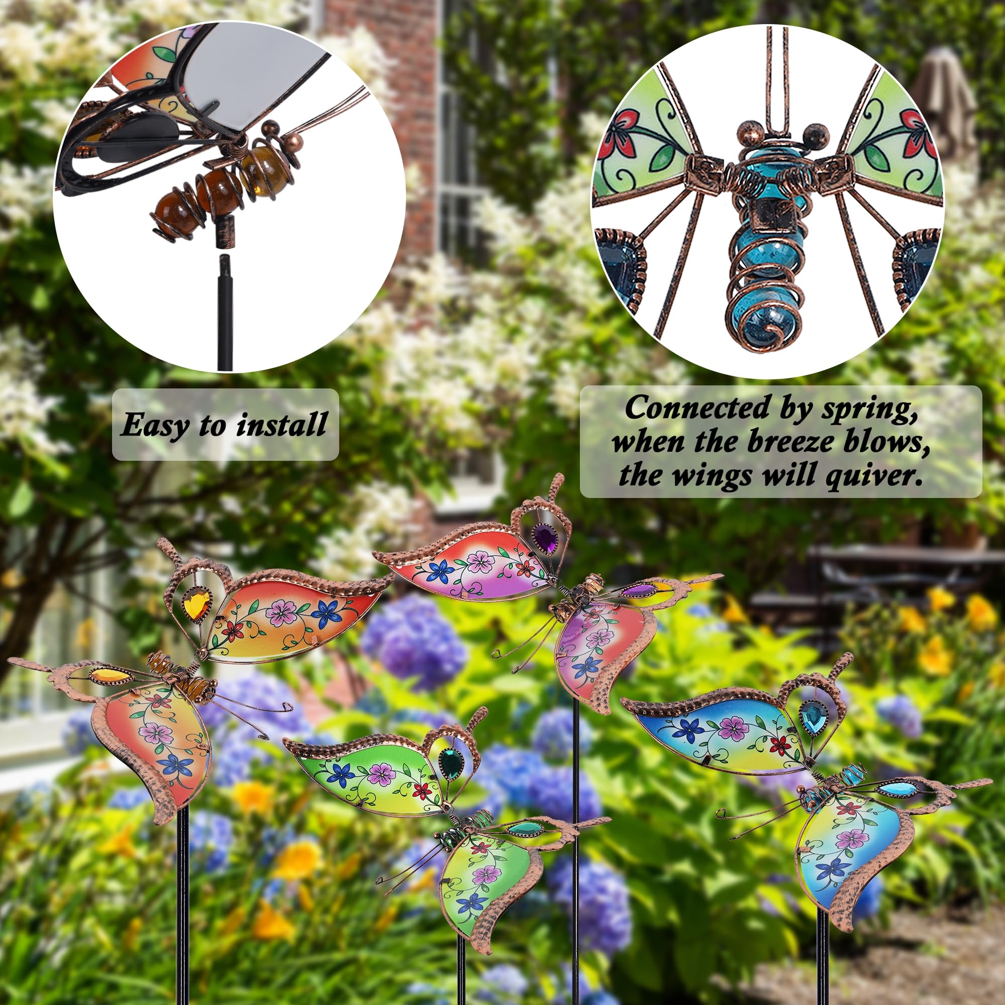 Juegoal indoor/outdoor butterfly stake suits pots, lawns, patios