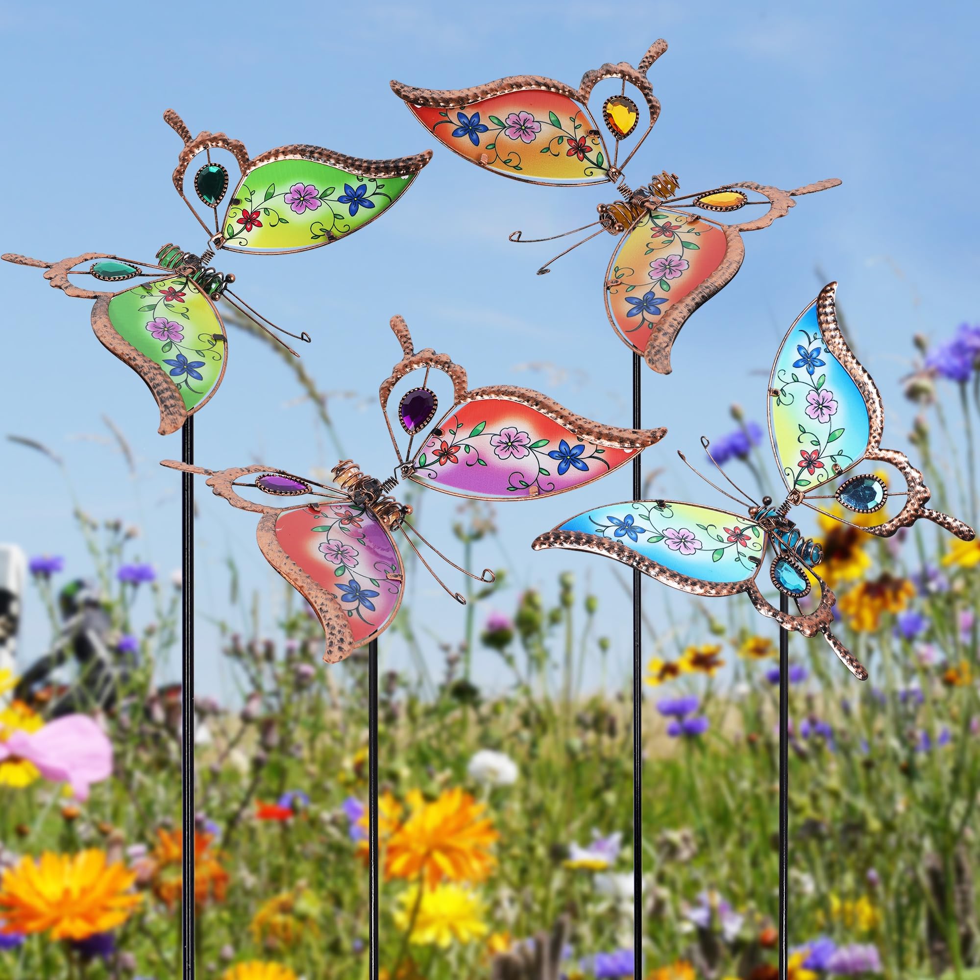 Juegoal rust-proof metal stake lasts through seasons with colorful glass accents
