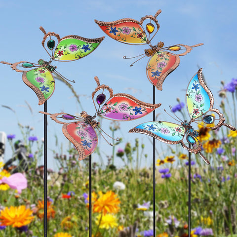 Juegoal rust-proof metal stake lasts through seasons with colorful glass accents