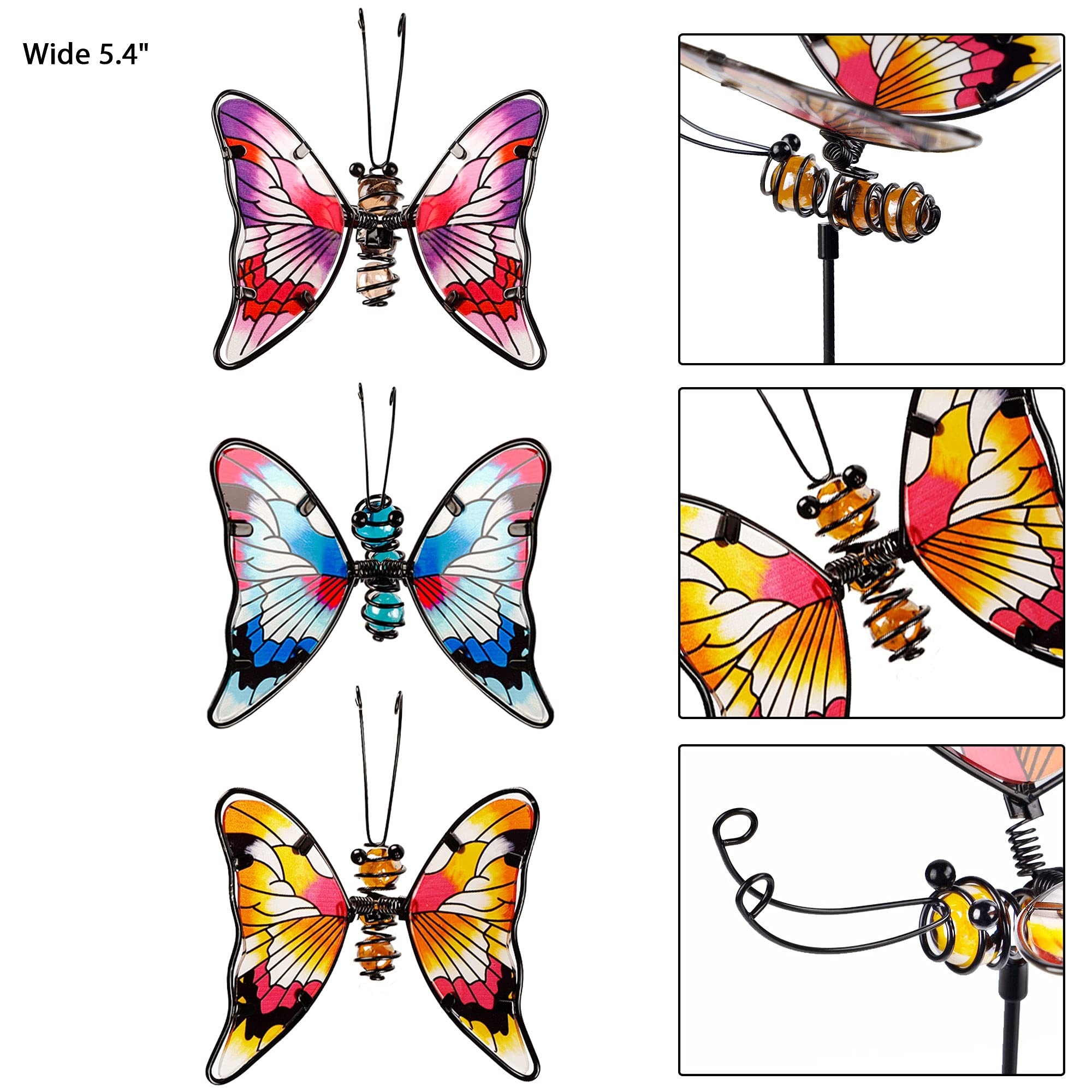 Wings quiver in breeze, creating a lifelike garden accent.