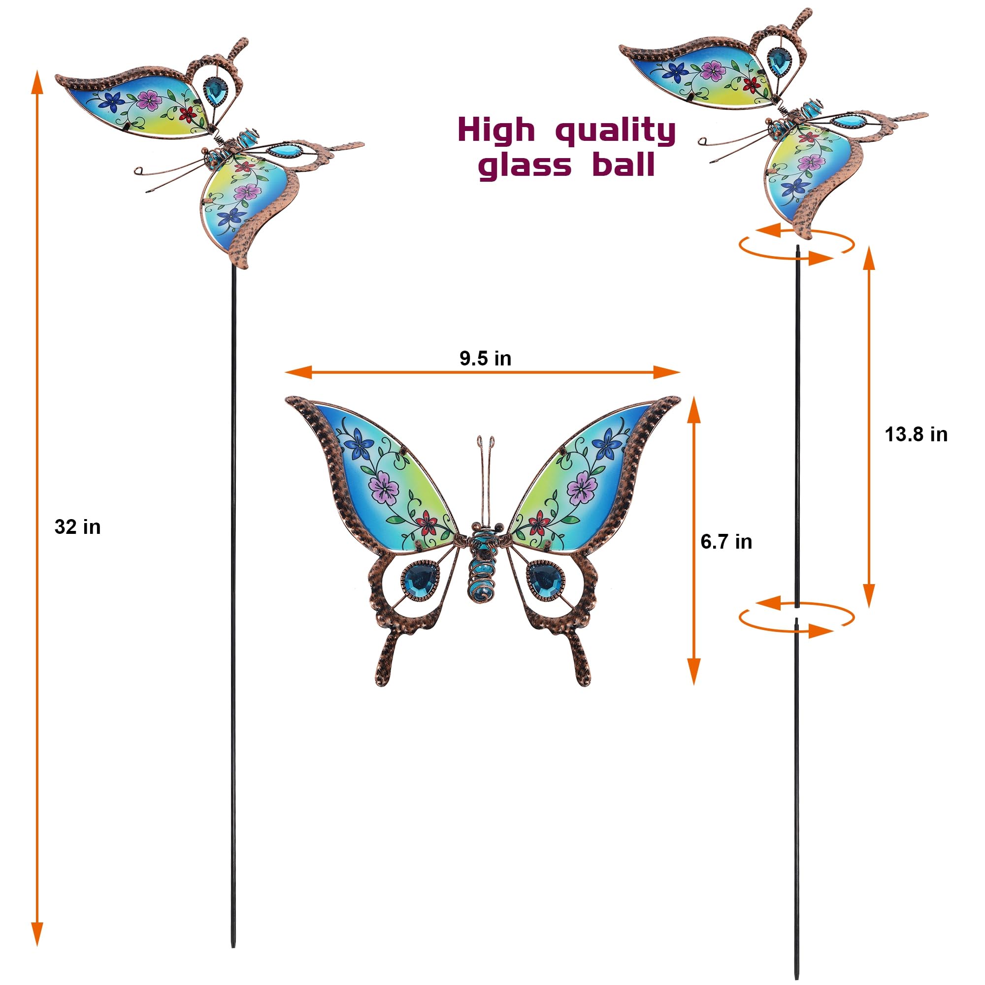 Juegoal butterfly wings spring-styled stake creates lifelike flutter in breeze