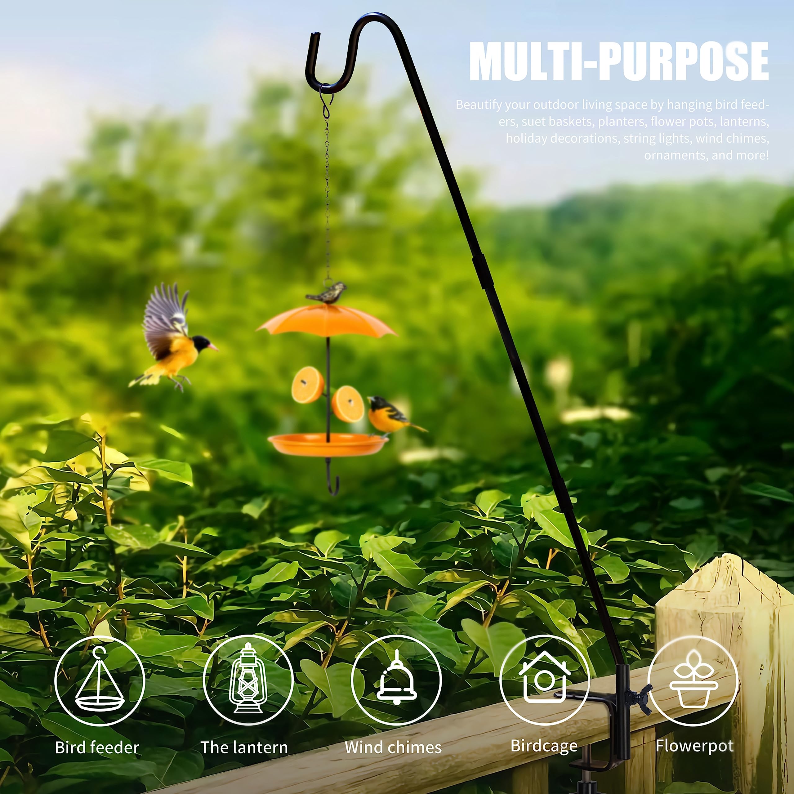 Juegoal 36-inch pole assembly ready for elevated bird feeder placement.