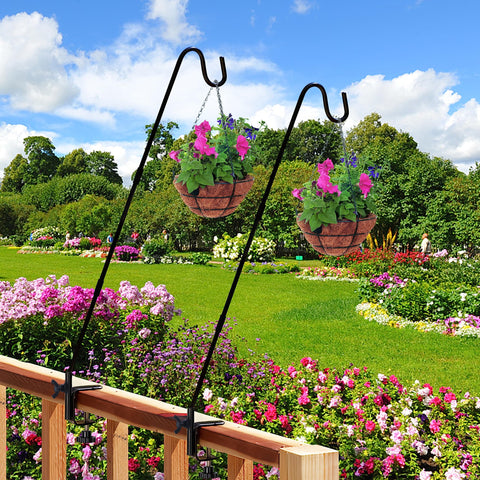 Juegoal deck hook suspends bird feeder for a clear porch view.