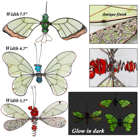 Juegoal dragonfly garden stake with glass accents enhances curb appeal.