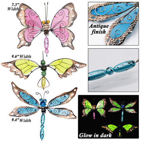 Juegoal dragonfly garden stake highlights borders with sun-kissed, colorful wings.