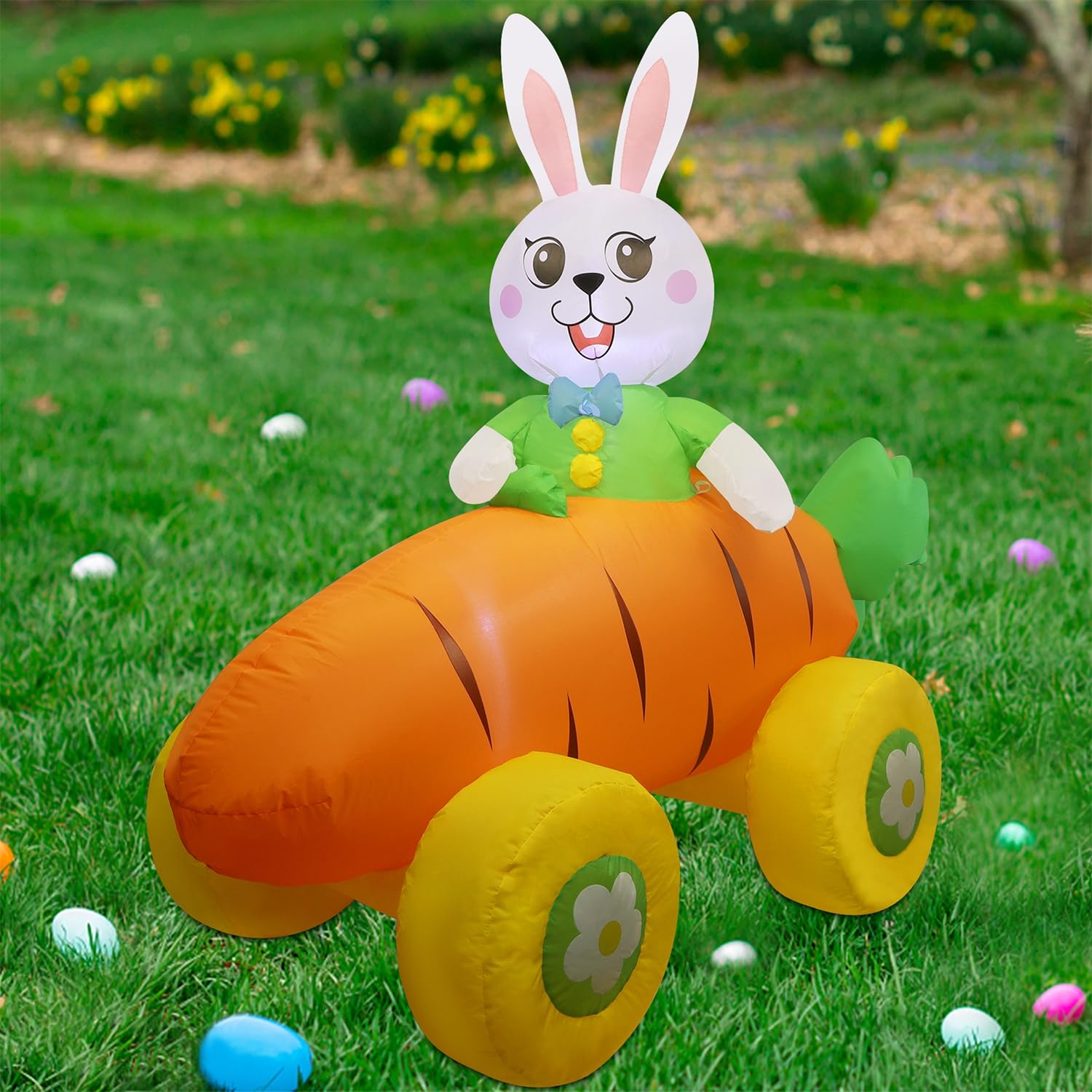 Juegoal Easter yard inflatable self-inflates in minutes for quick setup