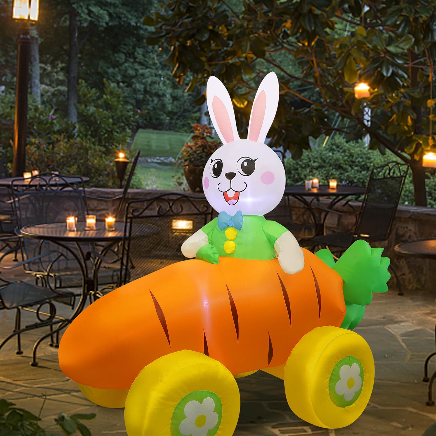 Juegoal inflatable includes ground stakes and tethers for wind-prone areas