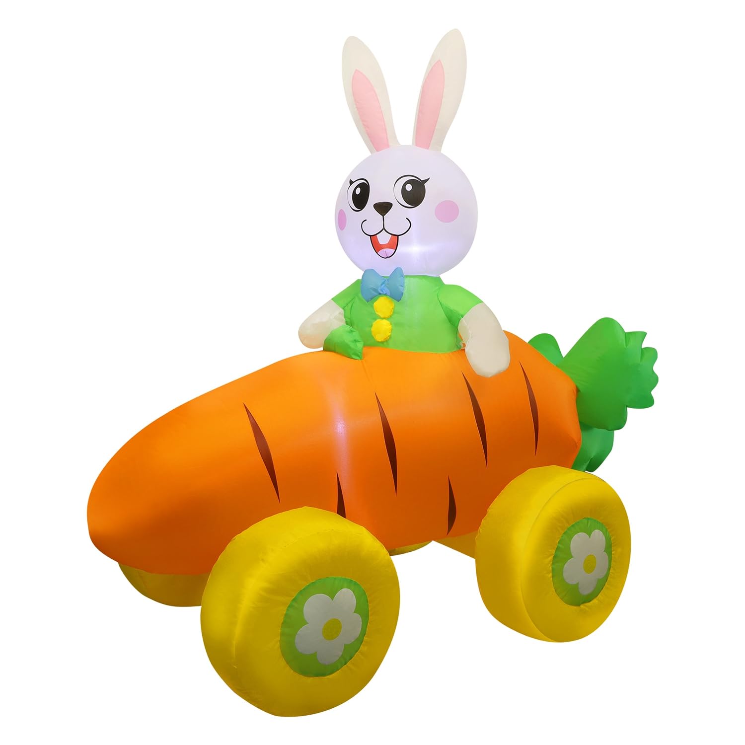 Juegoal Easter bunny on radish car ideal for front door and lawn display