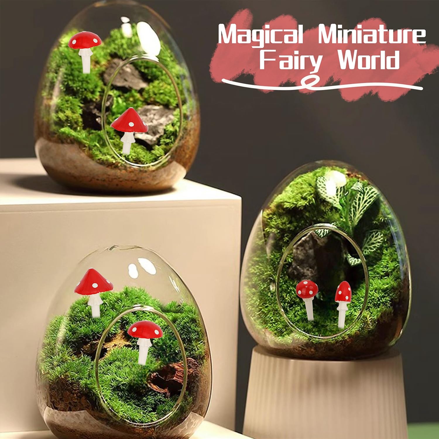 Juegoal fairy garden mushrooms in a garden scene enhance micro landscapes