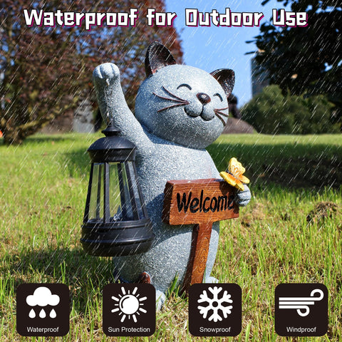 Juegoal solar cat statue makes a thoughtful holiday or housewarming gift.