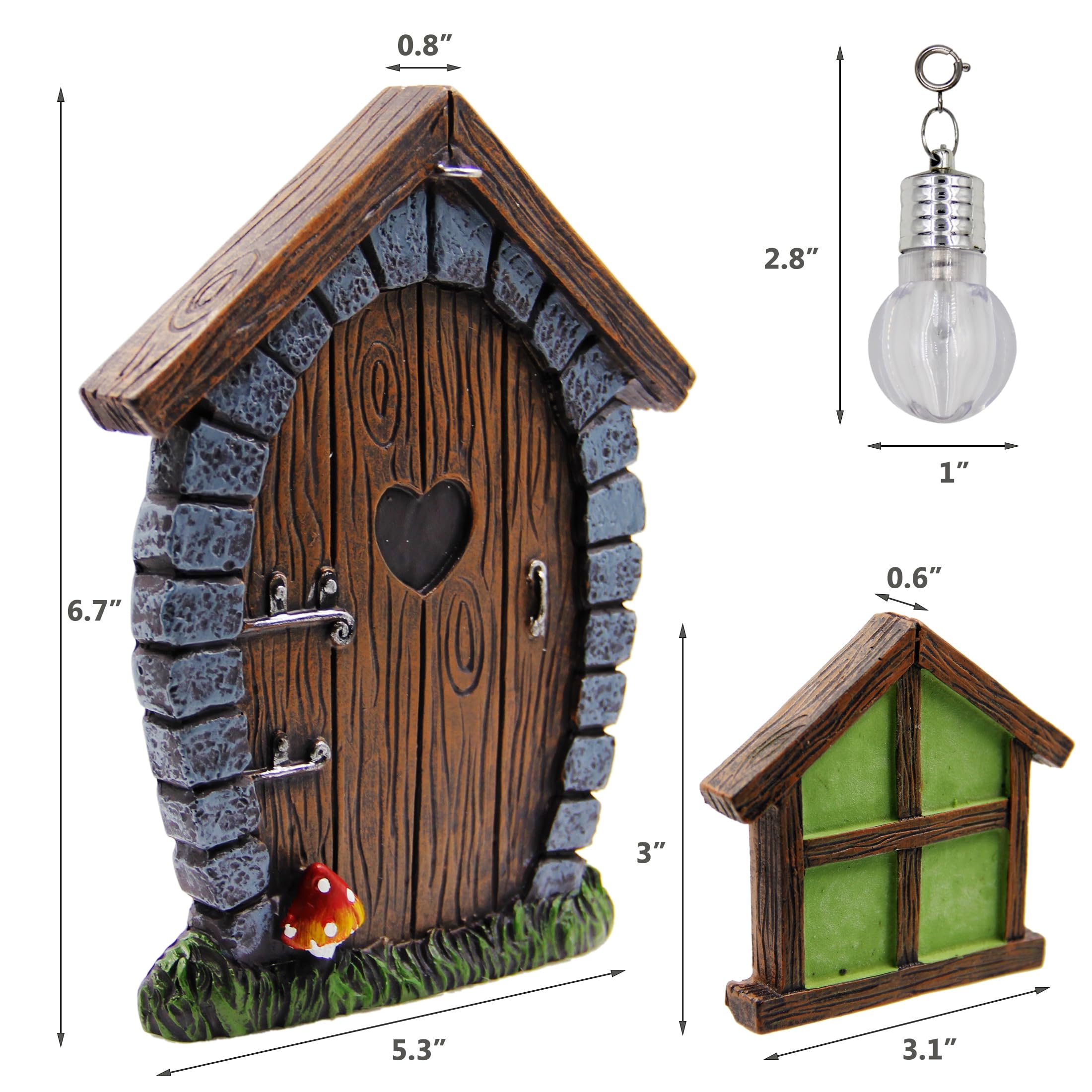 Juegoal resin miniature doors provide durable, detailed garden decor.