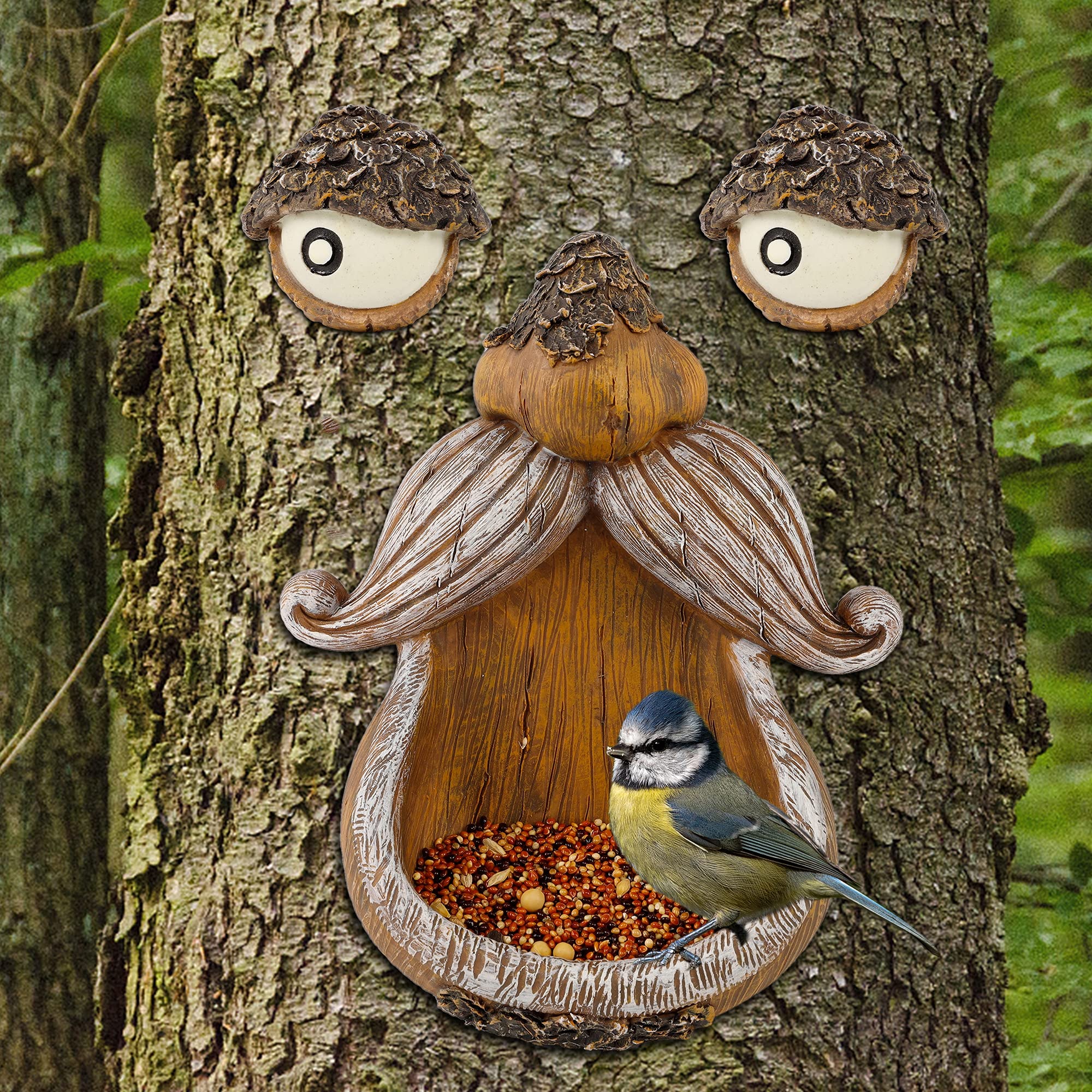 Juegoal Tree Face Bird Feeder eyes glow in darkness for magical visibility