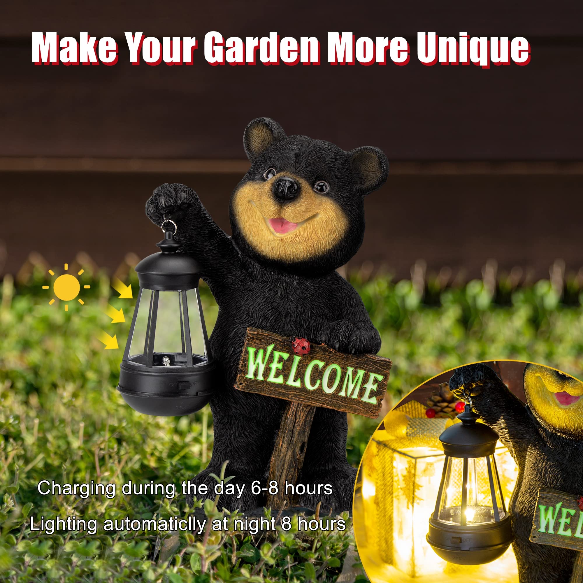 Juegoal weatherproof resin bear withstands rain and sun for lasting curb appeal
