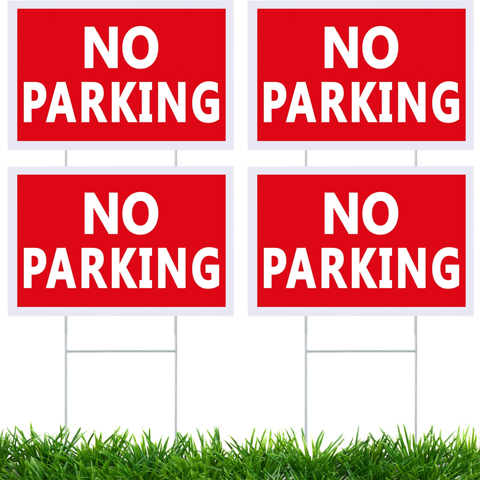 Juexica no parking sign 8x12 front view, bright red text on white for high visibility.