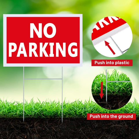 Juexica no parking sign with H-stake assembly enables quick, secure installation.