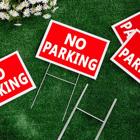Juexica yard-use sign deters parking in front lawns.