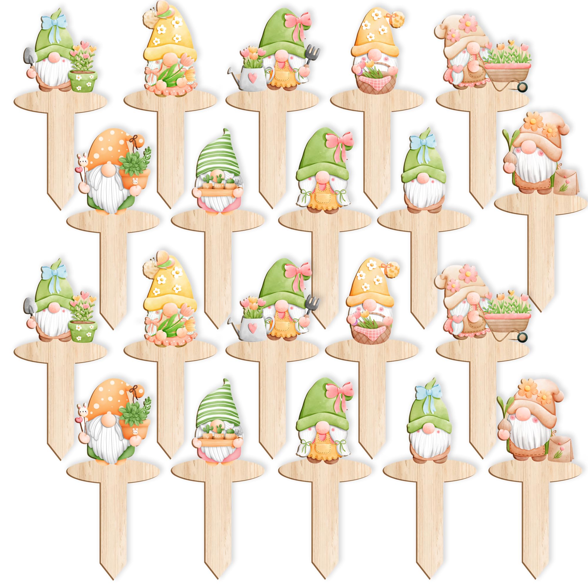 JuGeoZhi wooden garden markers with gnome designs label flowers and vegetables