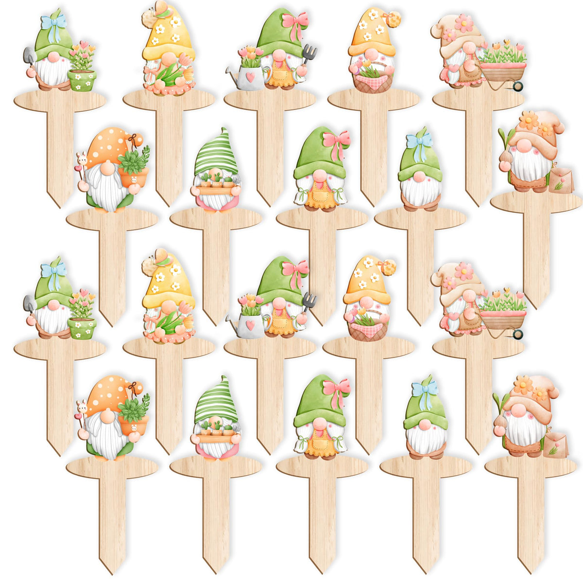 JuGeoZhi wooden garden markers with gnome designs label flowers and vegetables