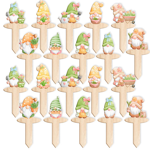 JuGeoZhi wooden garden markers with gnome designs label flowers and vegetables