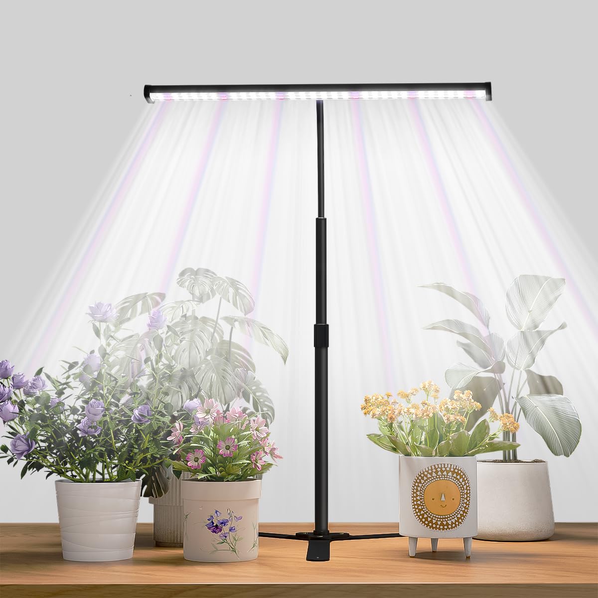 Juhefa grow light desktop base with stable footing protects plant roots.