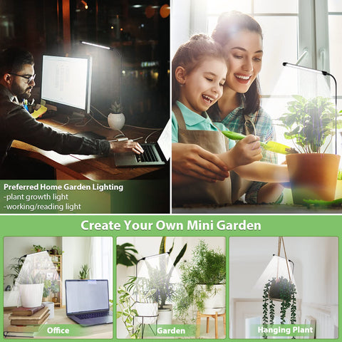 Juhefa Grow Light three-pack provides multiple lamps for larger planters or staggered seedlings